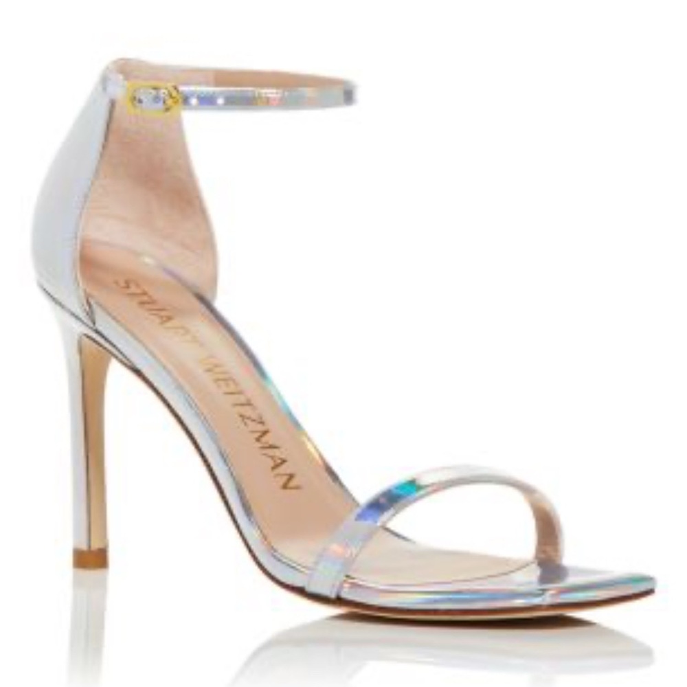 Stuart Weitzman Silver Iridescent High Heel Sandals